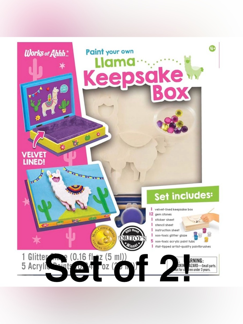 Paint Your Own Llama Keepsake Box - Set of 2 - NEW